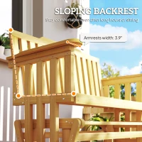 Outsunny 2-Person Patio Swing Glider Bench with Quick Drying Design and Wide Armrest, Wood Rocking Chair Loveseat for Backyard Garden Porch, Natural(m-8)