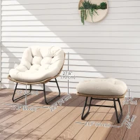 Outsunny Rattan Chair w/ Stool, Cushion, Adjustable Foot Pads, Natural(m-3)