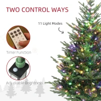 HOMCOM 6 ft Artificial Christmas Tree, Prelit Christmas Tree with 300 LED Lights, 795 Branch Tips and Wide Metal Base, Green(m-5)