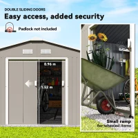Outsunny Garden Metal Shed, Storage Shed Utility Storage with Double Locking Doors for Bike, Yard Tools, Light Gray(m-5)