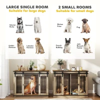 PawHut Dog Crate, Dog Cage End Table with Divider Panel, Dog Crate Furniture for Large Dog and 2 Small Dogs, Oak(m-8)