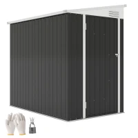 Outsunny 4' x 6' Lean to Garden Storage Shed, Outdoor Metal Tool House with Lockable Door Vents for Backyard Patio Lawn, Gray(m-11)