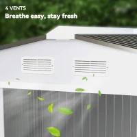 Outsunny 9' x 6' Outdoor Storage Shed, Garden Tool House with Foundation Kit, 4 Vents and 2 Easy Sliding Doors for Backyard, Patio, Garage, Lawn, Silver(m-8)