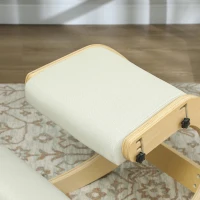 HOMCOM Ergonomic Kneeling Chair, Adjustable Rocking Wood Kneeling Stool, Desk Chair, Improve Posture, Cream White(m-10)