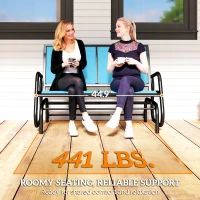 Outsunny 2-Person Outdoor Glider Bench, Patio Double Swing Rocking Chair Loveseat w/Powder Coated Steel Frame for Backyard Garden Porch, Blue(m-7)