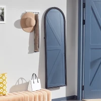 HOMCOM 64" x 21" Full Length Mirror, Free Standing, Leaning or Wall, Arched Full Body Mirror, Brown Wood Grain(m-8)