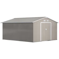 Outsunny Garden Metal Shed, Storage Shed Utility Storage with Double Locking Doors for Bike, Yard Tools, Light Gray(m-11)