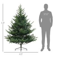 HOMCOM 6 ft Artificial Christmas Tree, Prelit Christmas Tree with 300 LED Lights, 795 Branch Tips and Wide Metal Base, Green(m-3)