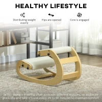 HOMCOM Ergonomic Kneeling Chair, Adjustable Rocking Wood Kneeling Stool, Desk Chair, Improve Posture, Cream White(m-7)
