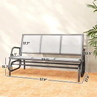 Outsunny 3-Person Outdoor Patio Glider Bench, Porch Glider Swing with 3 Seats, Breathable Mesh Fabric, Metal Frame, Cream White(m-3)