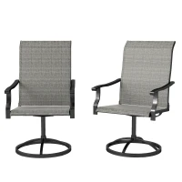 Outsunny Outdoor Swivel Dining Chairs Set of 2, High Back Swivel Chairs with All Weather Mesh for Deck, Backyard, Poolside, Grey(m-2)