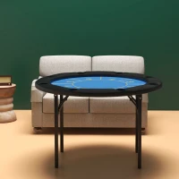 Soozier Foldable Poker Table Blackjack Texas Holdem Poker Game Table with Cup Holders, 47" Round, Black(m-9)
