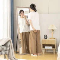 HOMCOM 64" x 21" Rectangular Full Length Mirror with Frame, Free Standing, Wall Mounted or Leaning, Gunmetal Silver(m-9)