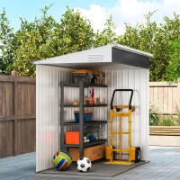 Outsunny 4' x 6' Lean to Garden Storage Shed, Outdoor Metal Tool House with Lockable Door Vents for Backyard Patio Lawn, Gray(m-9)