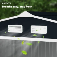 Outsunny 9' x 6' Outdoor Storage Shed, Garden Tool Metal Shed with Foundation Kit, Double Lockable Door, Air Vents and Sloping Roof, for Backyard, Patio, Lawn, Dark Gray(m-8)