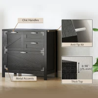 HOMCOM Lateral Filing Cabinet, Farmhouse File Cabinet with 4 Drawers, Fit Letter/A4/Legal Hanging Files, Black(m-7)