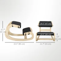 HOMCOM Ergonomic Kneeling Chair, Adjustable Rocking Wood Kneeling Stool, Desk Chair, Improve Posture, Black(m-3)