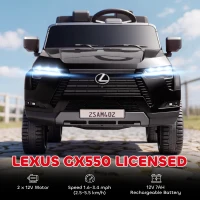 Qaba 12V Ride On Car, Licensed Lexus GX550, 2-Seater Kids Electric Vehicle with Remote Control and Suspension System, Black(m-4)