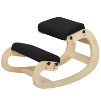 HOMCOM Ergonomic Kneeling Chair, Adjustable Rocking Wood Kneeling Stool, Desk Chair, Improve Posture, Black(m-2)