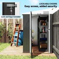 Outsunny 4' x 6' Lean to Garden Storage Shed, Outdoor Metal Tool House with Lockable Door Vents for Backyard Patio Lawn, Gray(m-5)