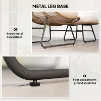 Outsunny Rattan Chair w/ Stool, Cushion, Adjustable Foot Pads, Natural(m-6)