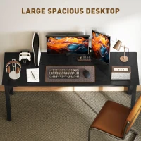 HOMCOM 71" Computer Desk, Desktop Desk with Metal Legs, Distressed Black(m-4)
