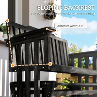 Outsunny 2-Person Patio Swing Glider Bench with Quick Drying Design and Wide Armrest, Wood Rocking Chair Loveseat for Backyard Garden Porch, Black(m-8)