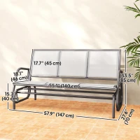 Outsunny 3-Seat Outdoor Glider Chair, Patio Rocking Chair, Steel Frame, Sling Fabric Seat for Garden, Backyard, Lawn, Cream(m-3)