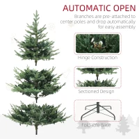 HOMCOM 6 ft Artificial Christmas Tree, Prelit Christmas Tree with 300 LED Lights, 795 Branch Tips and Wide Metal Base, Green(m-7)