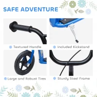 HOMCOM Kick Scooter for Kids 5-12 Years Old with Adjustable Height Handlebar, Non-slip Footplate, Big Wheels, Rear Brake, Blue(m-5)