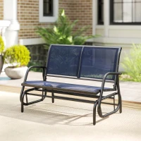 Outsunny 2-Person Outdoor Glider Bench, Patio Double Swing Rocking Chair Loveseat with  Steel Frame, Dark Blue(m-9)