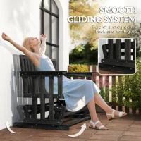 Outsunny 2-Person Patio Swing Glider Bench with Quick Drying Design and Wide Armrest, Wood Rocking Chair Loveseat for Backyard Garden Porch, Black(m-4)