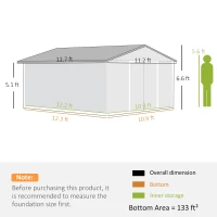Outsunny Garden Metal Shed, Storage Shed Utility Storage with Double Locking Doors for Bike, Yard Tools, White(m-3)