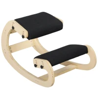 HOMCOM Ergonomic Kneeling Chair, Adjustable Rocking Wood Kneeling Stool, Desk Chair, Improve Posture, Black(m-11)