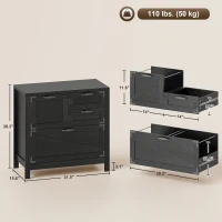 HOMCOM Lateral Filing Cabinet, Farmhouse File Cabinet with 4 Drawers, Fit Letter/A4/Legal Hanging Files, Black(m-3)
