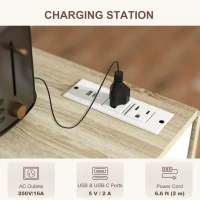 HOMCOM Kitchen Island with Storage, Rolling Kitchen Cart with Foldable Drop Leaf, Power Outlet and USB Ports, White(m-5)