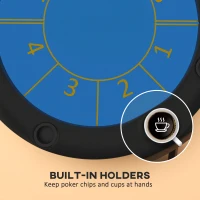 Soozier Foldable Poker Table Blackjack Texas Holdem Poker Game Table with Cup Holders, 47" Round, Black(m-5)