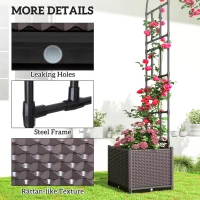 Outsunny 8ft Garden Arch with Two Planters Outdoor Steel Trellis Arbor for Climbing Plants, Weddings, Party, Brown, Black(m-7)