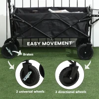 Outsunny Foldable Wagon Garden Carts with Wheels and Side Table, Black(m-7)