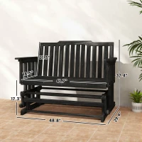 Outsunny 2-Person Patio Swing Glider Bench with Quick Drying Design and Wide Armrest, Wood Rocking Chair Loveseat for Backyard Garden Porch, Black(m-3)