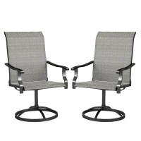 Outsunny Outdoor Swivel Dining Chairs Set of 2, High Back Swivel Chairs with All Weather Mesh for Deck, Backyard, Poolside, Grey(m-11)