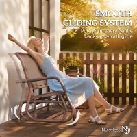 Outsunny Patio Double Glider Outdoor Steel Sling Fabric Gliding Bench Garden Swing Chair Heavy-Duty Porch Rocker Garden Loveseat Coffee Brown(m-4)