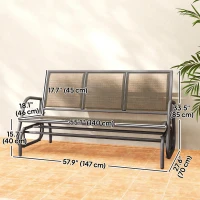Outsunny 3-Seat Outdoor Glider Chair, Patio Rocking Chair, Steel Frame, Sling Fabric Seat for Garden, Backyard, Lawn, Brown(m-3)