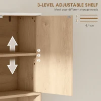 HOMCOM Over The Toilet Storage Cabinet with Adjustable Shelf, Open Shelf and Adjustable Bottom Bar, Oak(m-6)