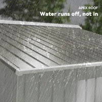 Outsunny 9' x 6' Outdoor Storage Shed, Garden Tool House with Foundation Kit, 4 Vents and 2 Easy Sliding Doors for Backyard, Patio, Garage, Lawn, Silver(m-7)