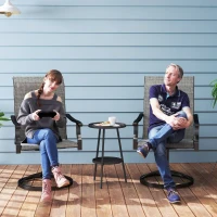 Outsunny Patio Swivel Chairs Set of 2, High Back Patio Dining Chairs with All-Weather Mesh for Backyard, Lawn, Garden, Gray(m-2)