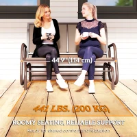Outsunny Patio Double Glider Outdoor Steel Sling Fabric Gliding Bench Garden Swing Chair Heavy-Duty Porch Rocker Garden Loveseat Coffee Brown(m-7)