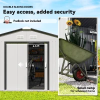 Outsunny Garden Metal Shed, Storage Shed Utility Storage with Double Locking Doors for Bike, Yard Tools, White(m-5)