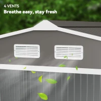 Outsunny 9' x 6' Outdoor Storage Shed, Garden Tool House with Foundation Kit, 4 Vents and 2 Easy Sliding Doors for Backyard, Patio, Garage, Lawn, Gray(m-8)