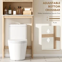 HOMCOM Over The Toilet Storage Cabinet with Adjustable Shelf, Open Shelf and Adjustable Bottom Bar, Oak(m-9)